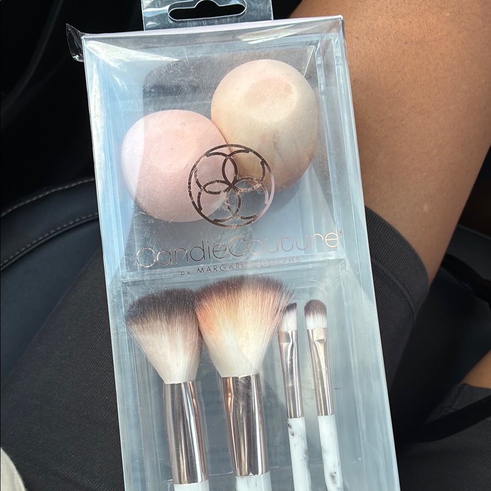 Makeup Brush Set with Pink Sponges